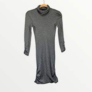 Michael Stars Womens Turtleneck Long Sleeve Dress Gray Metallic Dress One Size